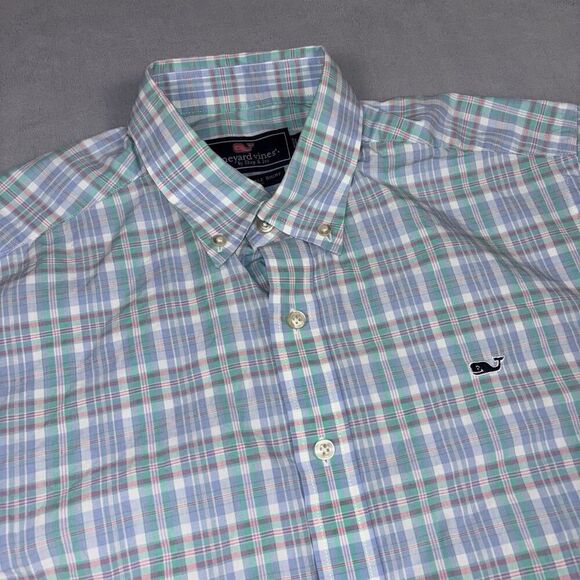 Vineyard Vines Slim Fit Whale Shirt Mens M Tartan Plaid Button Up Long Sleeve - Picture 1 of 7